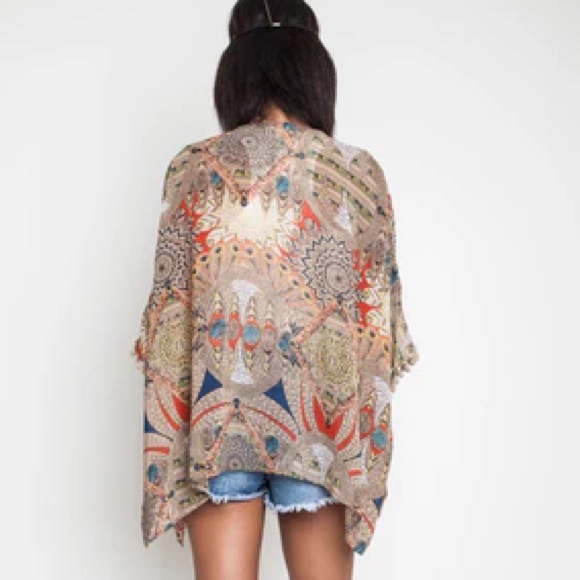 UMGEE womans dolman open cardigan short sleeve size S/M lightweight print - Picture 3 of 16